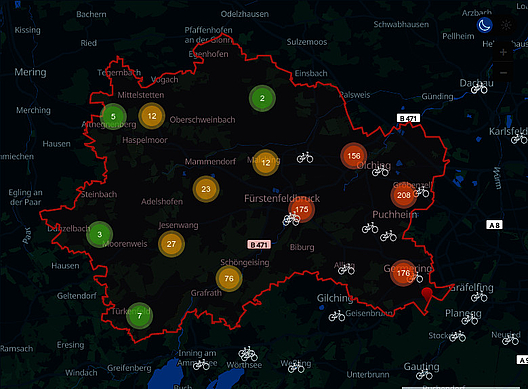 Übersicht lt. Stadtradl Portal